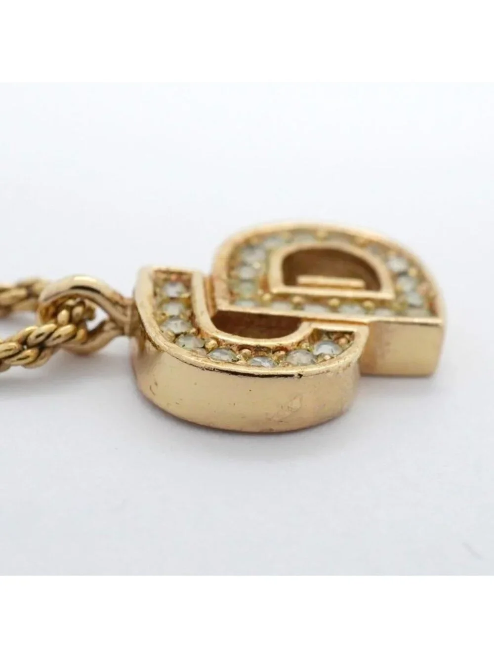 ★SOLD★ Dior Necklace Cdlogo Gold Plated Line Stone - Picture 9 of 9